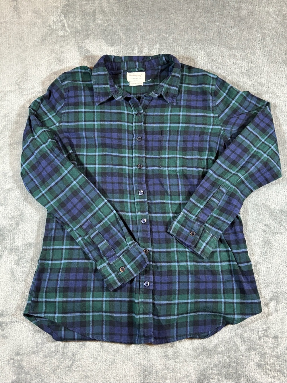 Weatherproof Green & Blue Plaid Button-Down Shirt
